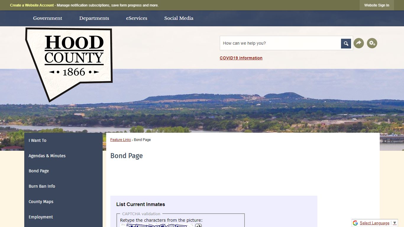 Bond Page | Hood County, TX - Official Website